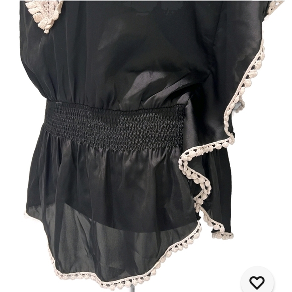 Studio Y Black Blouse with Cream Embroidery - Picture 2 of 7